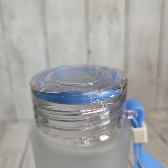 Blue Ombre Teacher Graphic Glass Water Bottle with Strap - Picture 5 of 7